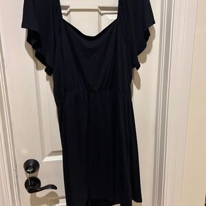 LOFT Black Mini Dress with Flutter Sleeves